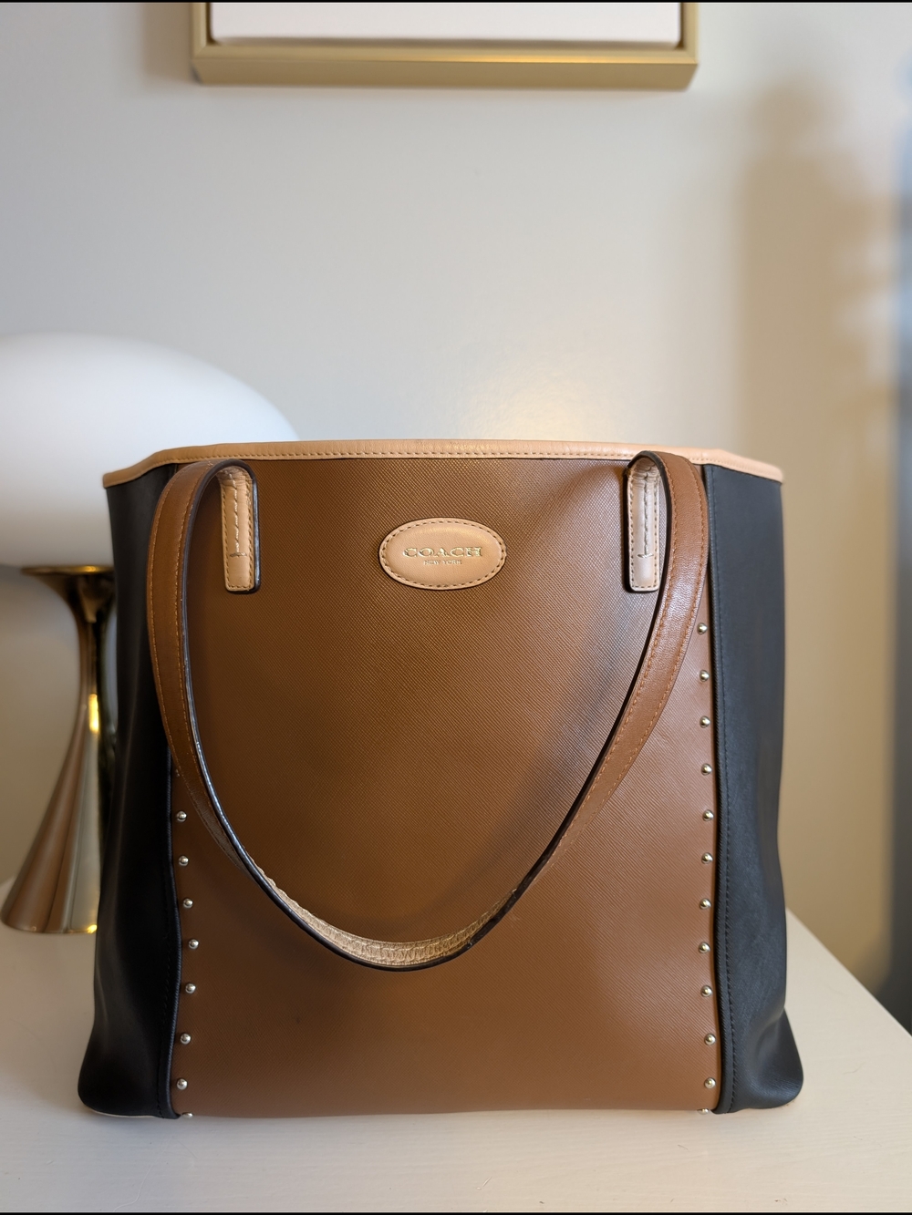 Coach Metro Colorblock Studded Leather Tote Bag - EUC! - Picture 2 of 10